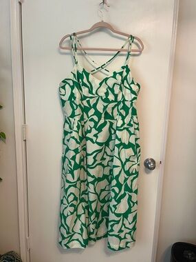 a new day Green and White Floral Midi Dress with Crisscross Straps